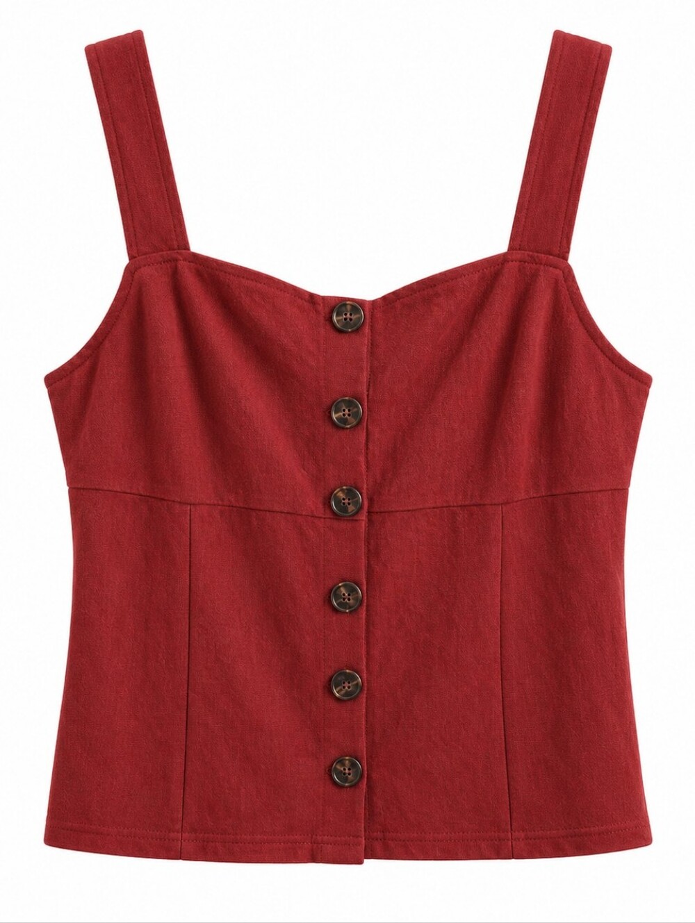 le chateau Rust Red Button-Front Square-Neck Tank XL